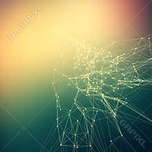 Colorful abstract background gradient. Connecting dots with line