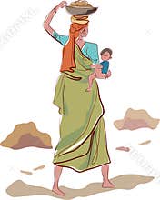 Working indian mother