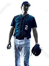 Man baseball player silhouette isolated