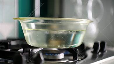Water boiling in a saucepan