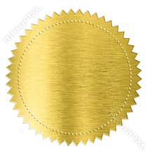 Gold metal foil sticker seal label isolated with