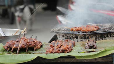 Traditional grilled chicken skewers.