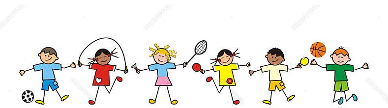 Children, line, sports activity, eps.