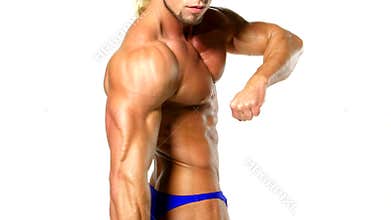 Muscular and torso of young man, bodybulider