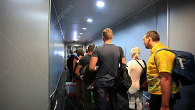 Airport Exit Gate. Corridor people go through to