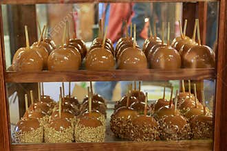 Caramel Apples on Candy Shop Shelves