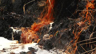 River Water Pollution And Contamination from Chemical Industry Factory Sewage