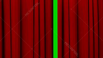 Red curtain transition. Green screen included.