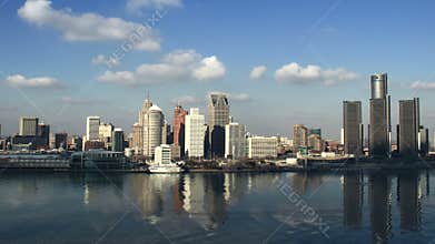 Detroit Skyline Afternoon Time Lapse 1