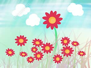 Sun flower with grass