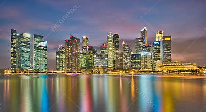 Singapore Financial District at dusk