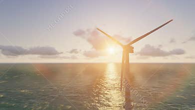 Offshore wind turbine. Green energy.