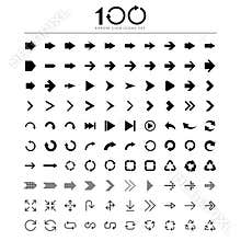 100 Basic arrow sign icons set