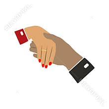 Man kissing a lady's hand, vector