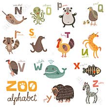 Bright Alphabet set letters with cute animals