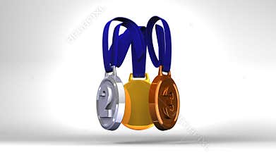 Rotating 3Medals On White Background