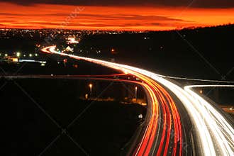 Night road traffic.