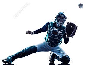 Man baseball player silhouette isolated
