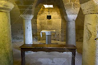 Altar in the crypt of a church