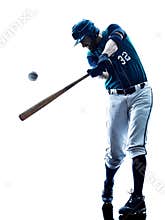 Man baseball player silhouette isolated