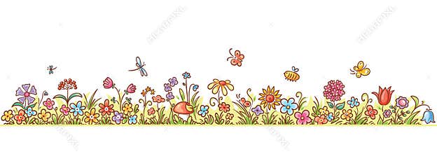 Horizontal Cartoon Flower Border