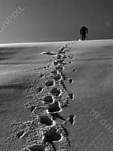 Snow climber in mountains