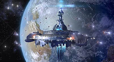Alien UFO near Earth
