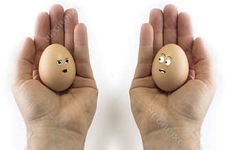 Eggs faces hands