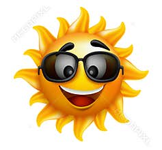 Summer Sun Face with sunglasses and Happy Smile