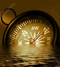 Photo of a Compass in Sepia Tones, Drowning and Sinking Into Wa