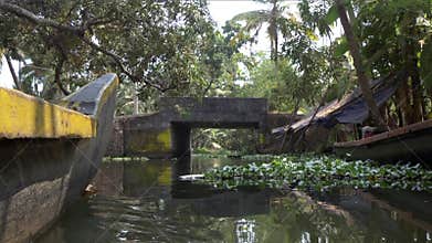 Canoe boat on backwaters of Kerala State, South India