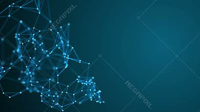 Molecular structure on dark blue background