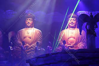 Temples defend by martial art monk