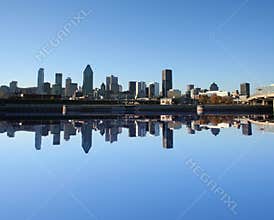 Montreal skyline reflected