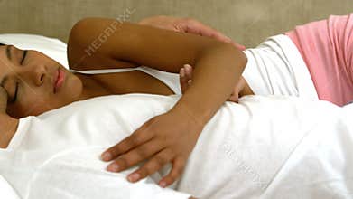 Happy romantic couple together relaxing