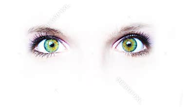 Two green eyes