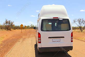 Hitop campervan driving offroad Outback Australia