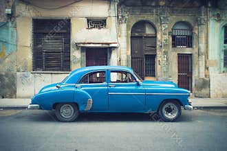 Vintage car parked in Havana street