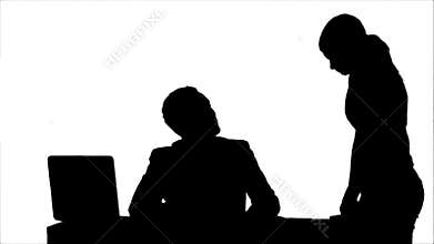 Silhouette Angry boss with female worker in office