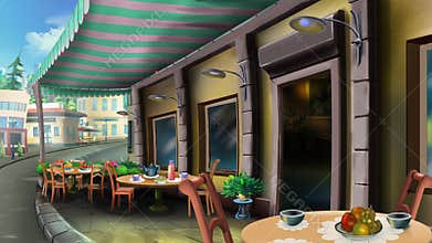 Street cafe on a summer city