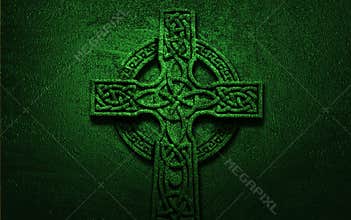 Celtic Cross on Green Background