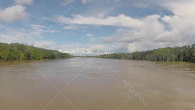 Cruising on the river the Amazon, in the rain forest, Brazil