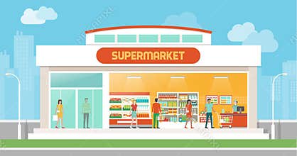 Supermarket building and interior