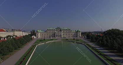 Flying above the majestic Belvedere in Vienna, Austria