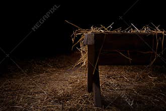Empty manger at night