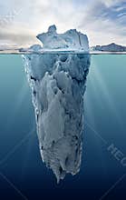 Iceberg with underwater view