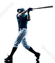 Man baseball player silhouette isolated