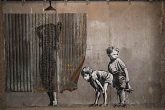 WESTON-SUPER-MARE, UK - SEPTEMBER 21, 2015: Dismaland, Banksy