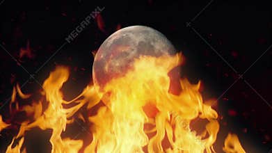 Moon Passing Behing Raging Fire
