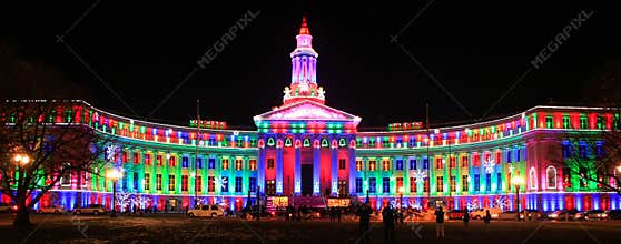 Denver City and County Building illuminated at night, Colorado.